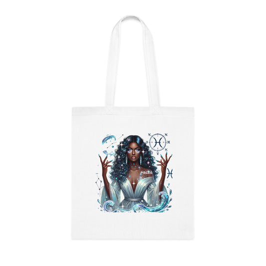 Aquarius Goddess Tote Bag — Astrology Zodiac Cotton Tote with ‘Aquarius’ Water Spirit Design