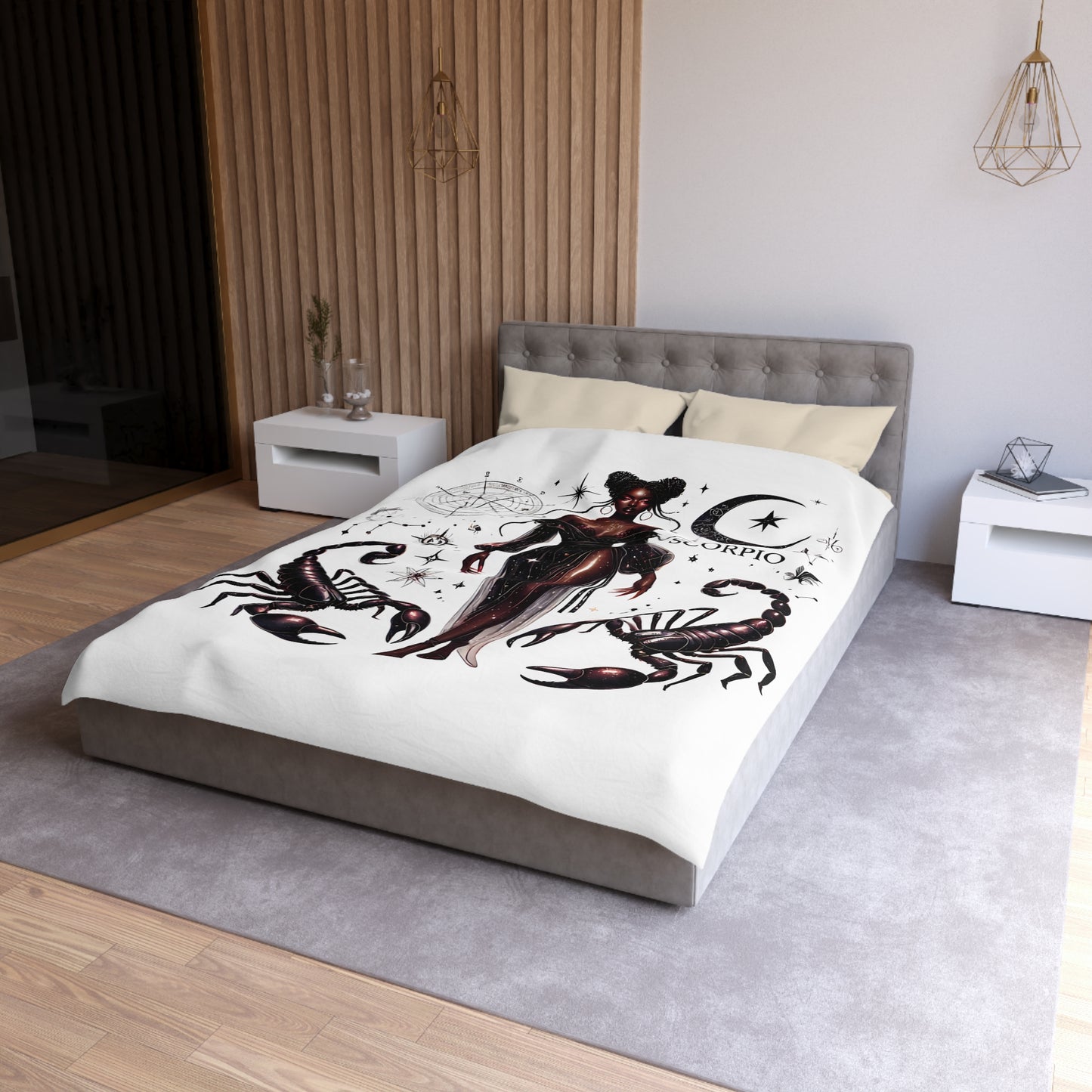 Scorpio Zodiac Duvet Cover — Celestial Scorpio Bedding with Scorpion Art
