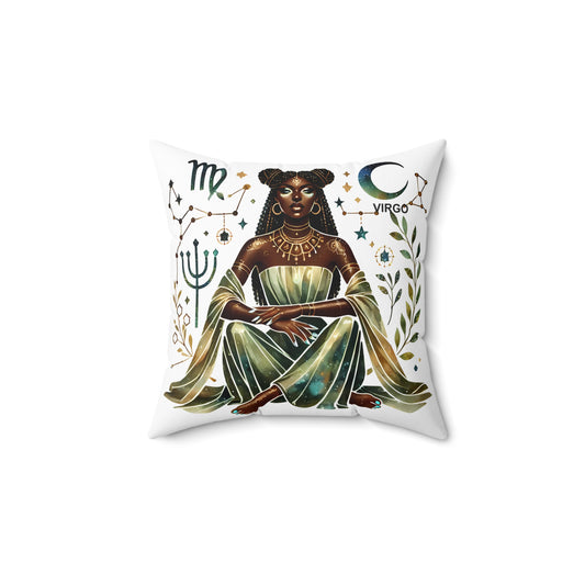 Virgo Astrology Decorative Pillow — Zodiac Black Goddess Design