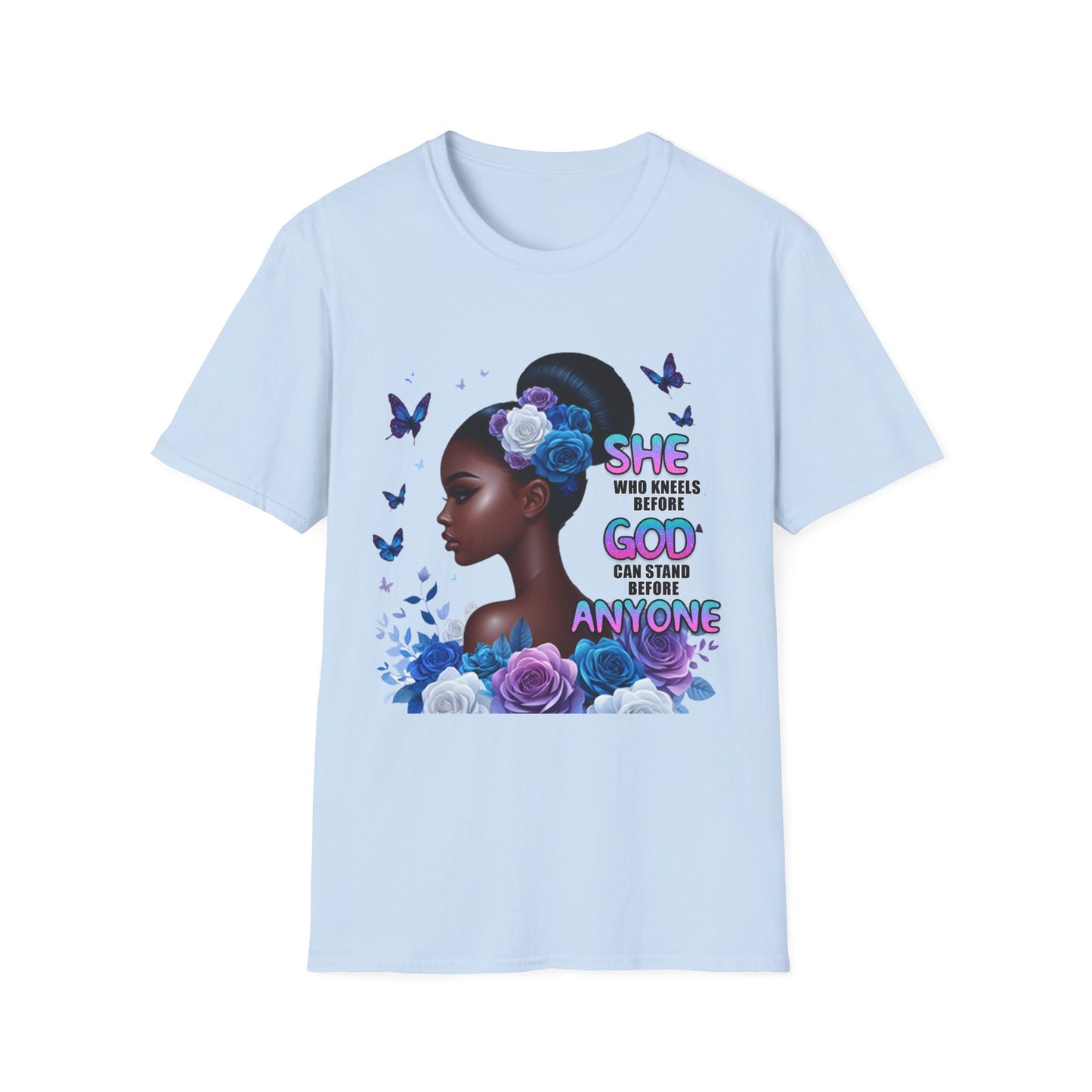 She Who Kneels Before God T-Shirt — Black Girl Faith Graphic Tee