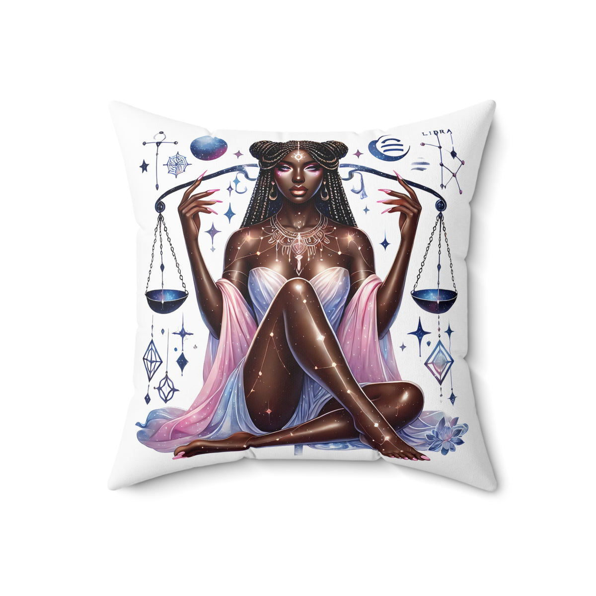Libra Goddess Square Pillow — Zodiac Astrology Decorative Throw Pillow