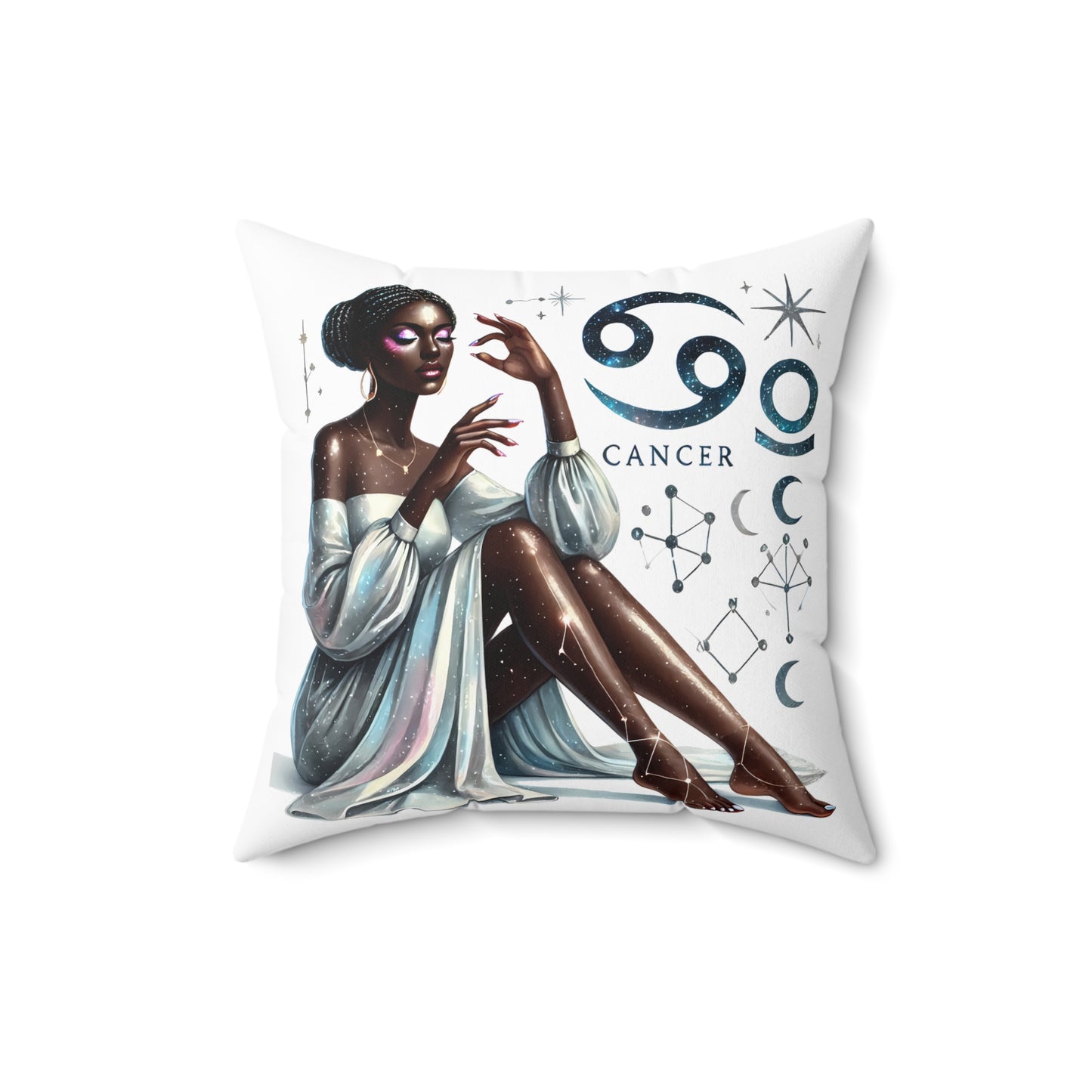 Cancer Zodiac Pillow — Elegant Astrological Home Decor ("Cancer" Text)