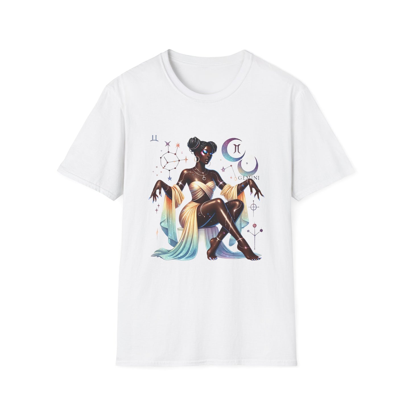 Gemini Zodiac Tee — Celestial Black Goddess Astrology T-Shirt