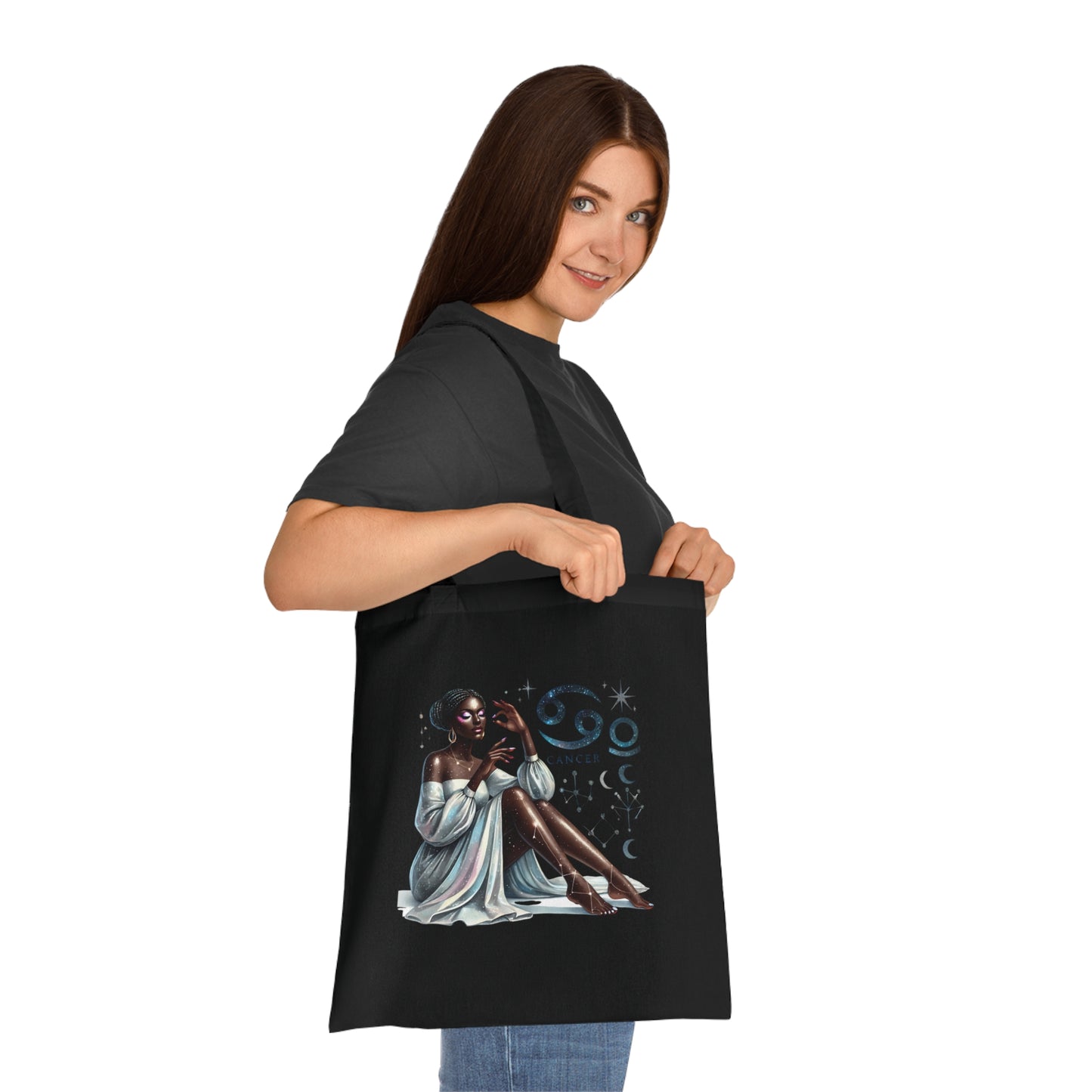 Cancer Zodiac Tote Bag — Elegant Zodiac Sign Artwork Cotton Tote