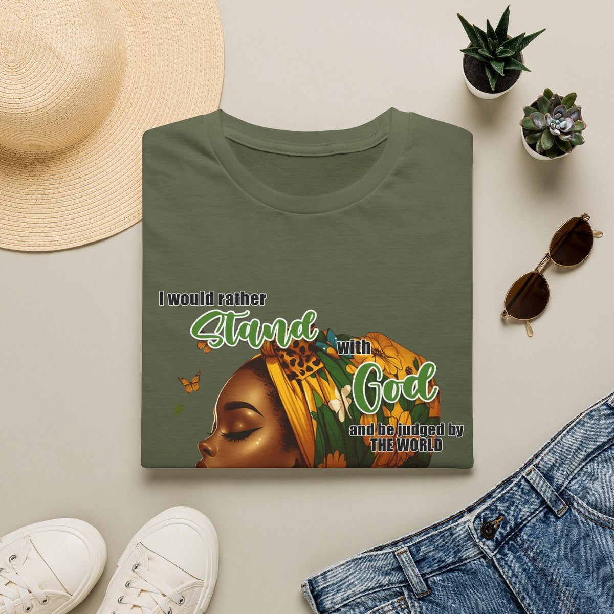 Faithful Woman T-Shirt - "I Would Rather Stand With God" Inspirational Christian Tee