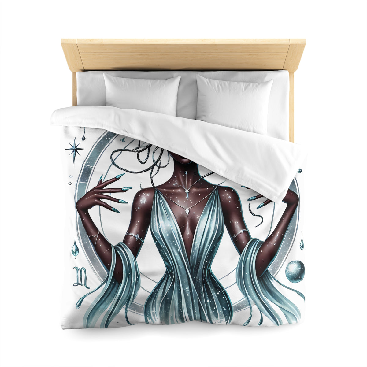 Aquarius Goddess Duvet Cover — Celestial Zodiac Bedding for Astrology Lovers