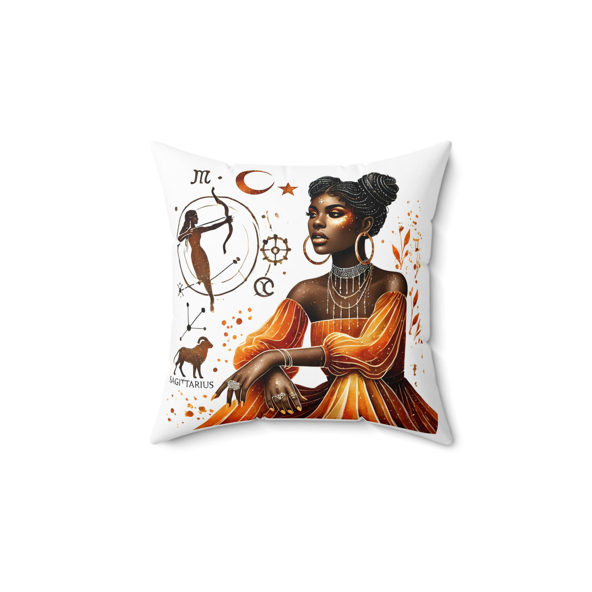 Zodiac Sagittarius Woman Decorative Pillow - Astrology Art Throw Pillow