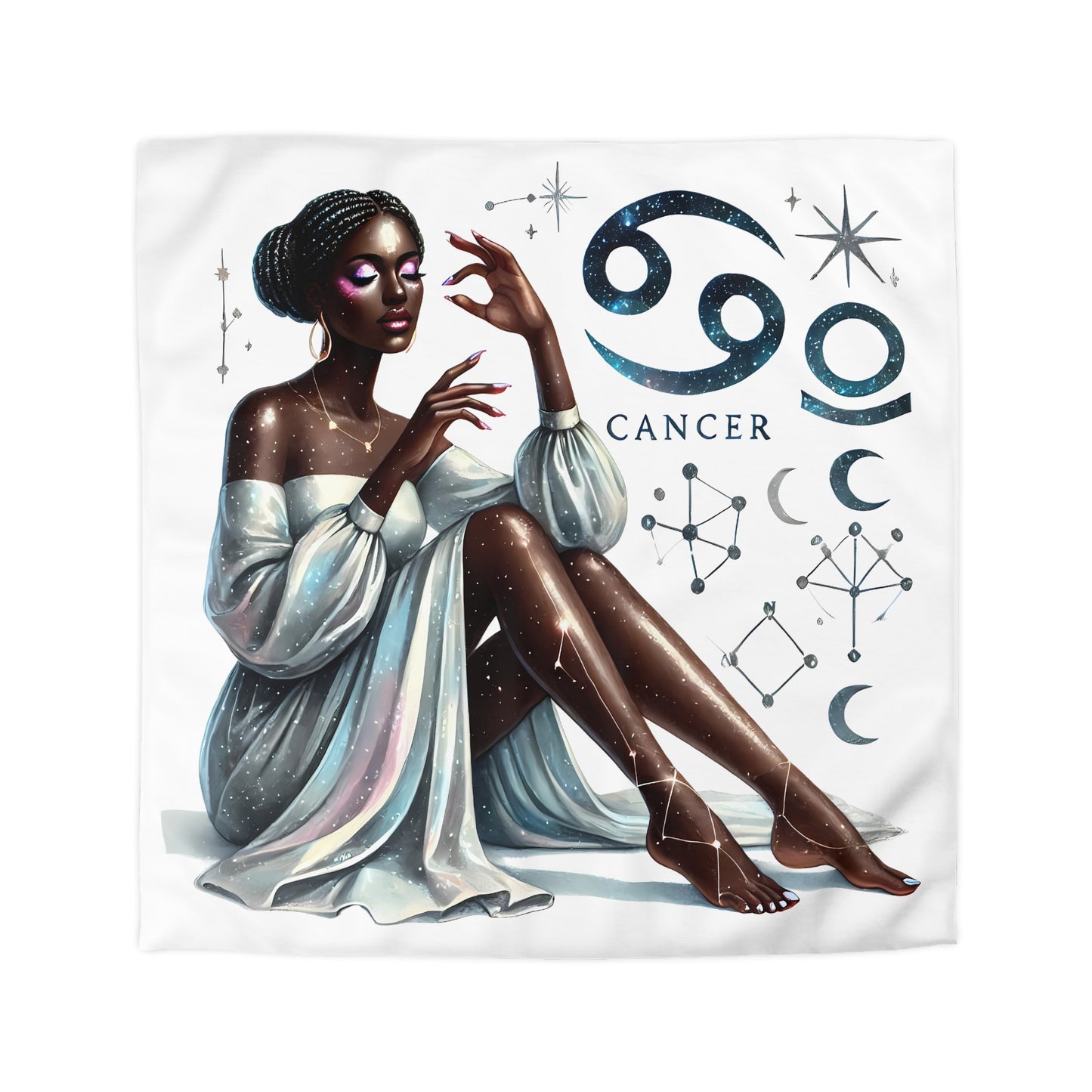 Cancer Zodiac Duvet Cover — Elegant Astrological Bedding with 'Cancer' Artwork