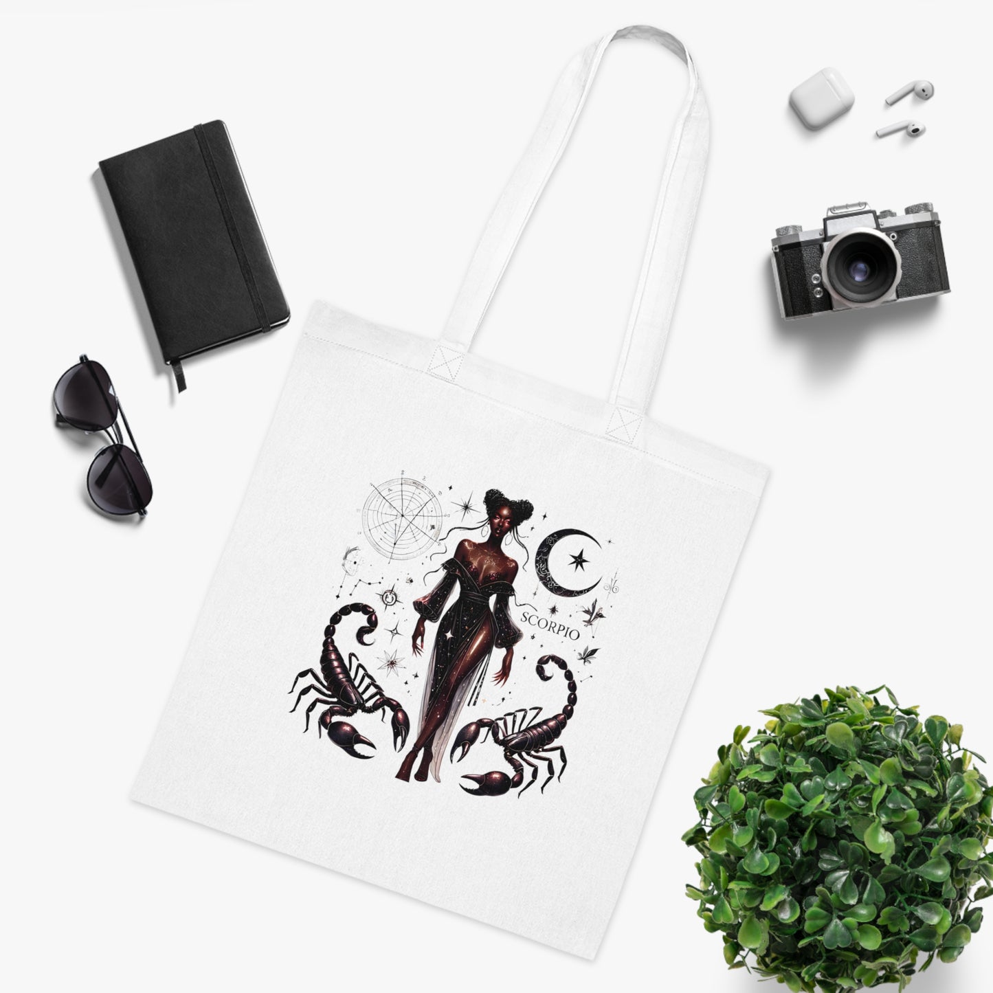 Scorpio Zodiac Cotton Tote — Mystical Scorpio Woman Astrological Design