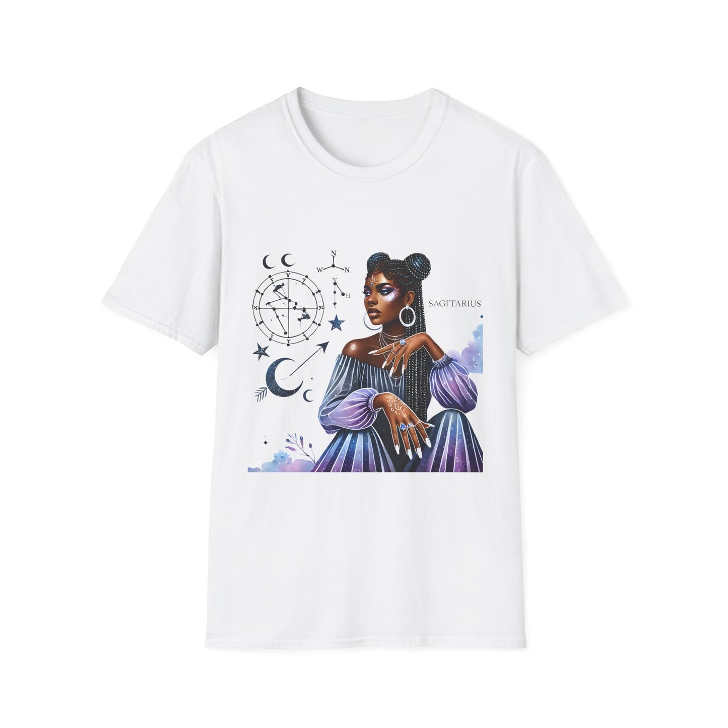 Sagittarius Zodiac T-Shirt — Afro Woman Constellation Astrology Tee