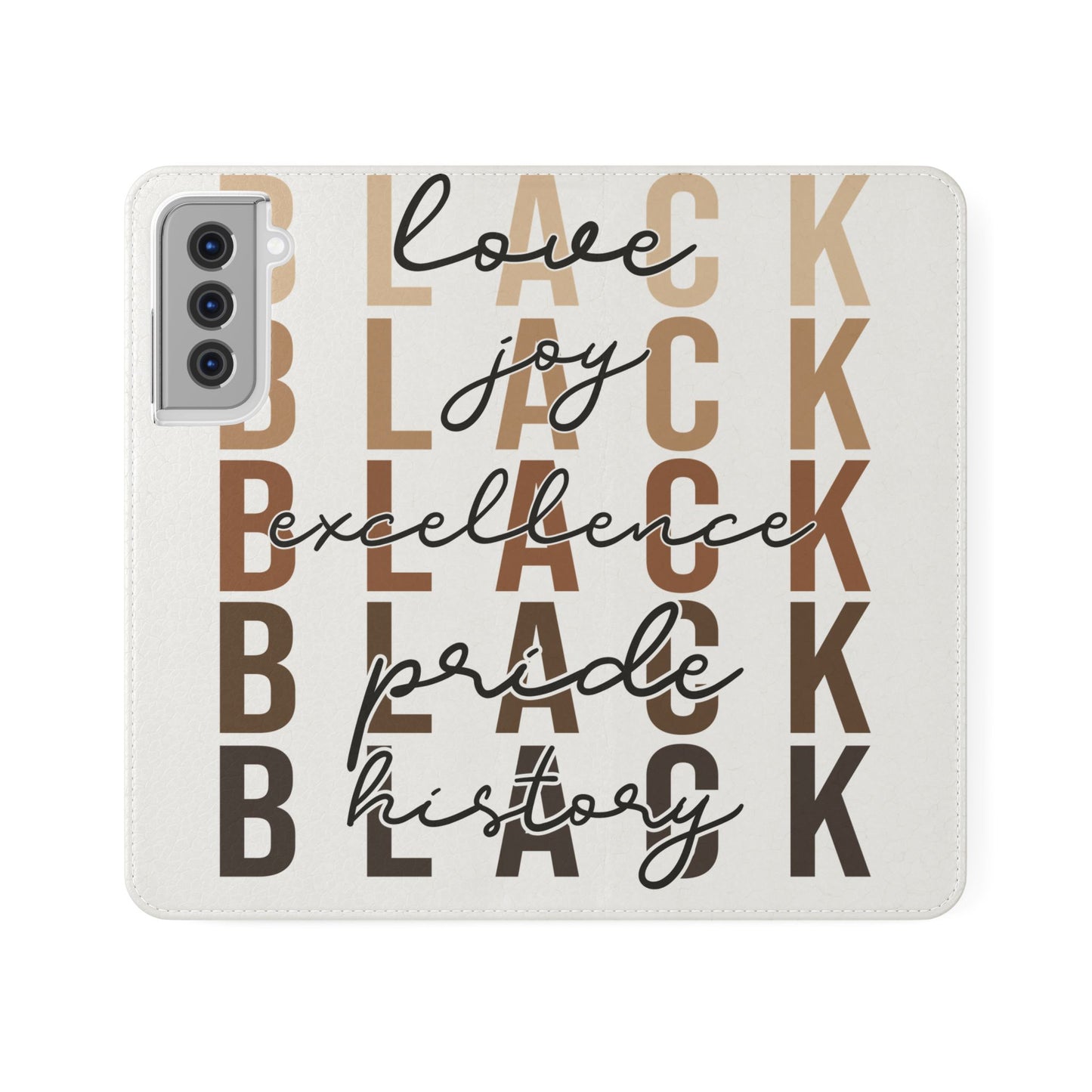 Flip Phone Case — "Black" Typography with Love, Joy, Pride & History