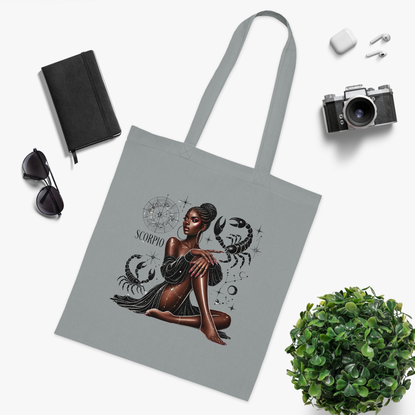 Scorpio Zodiac Tote Bag – Black Woman Astrology Cotton Shopper ("Scorpio")