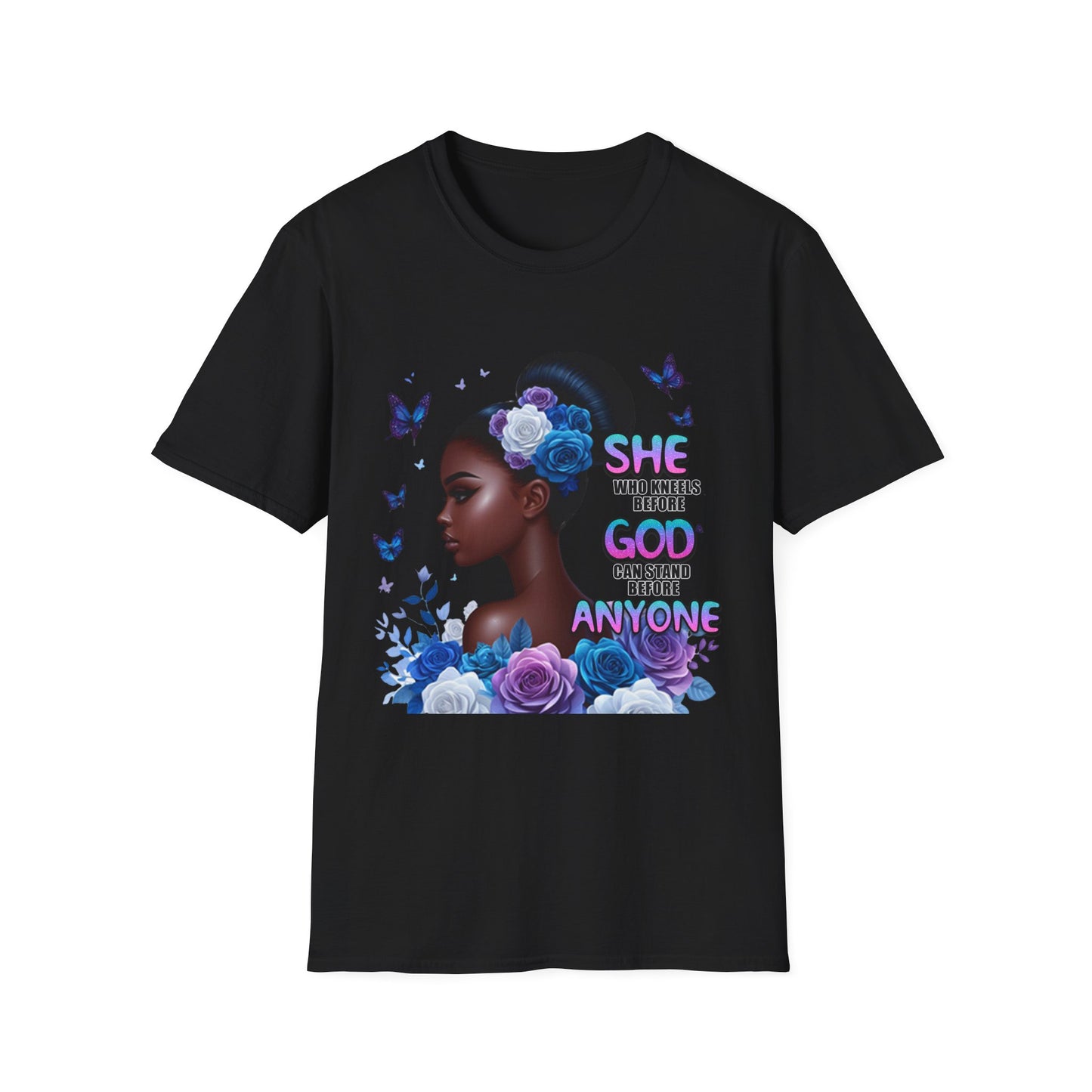 She Who Kneels Before God T-Shirt — Black Girl Faith Graphic Tee