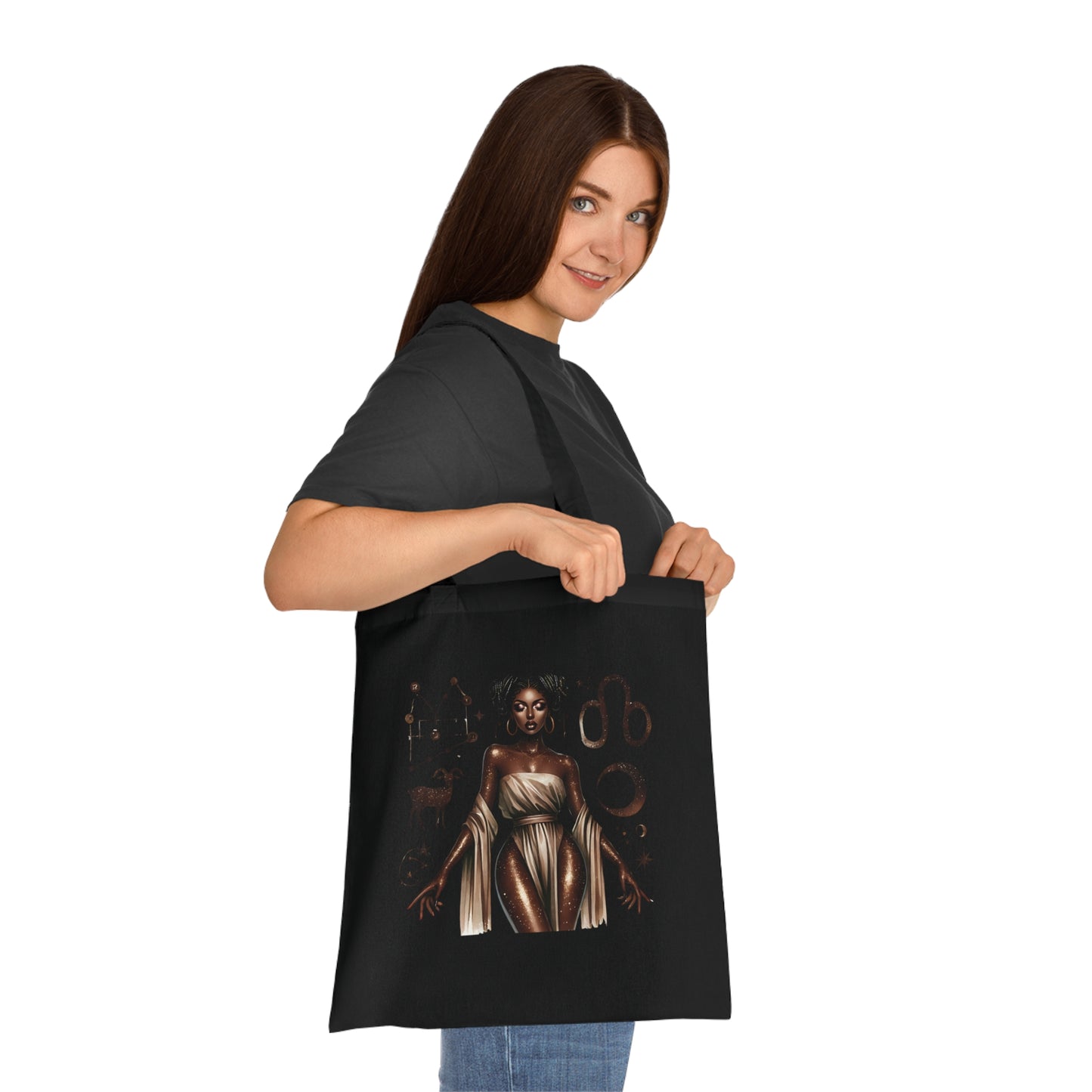 Leo Zodiac Tote Bag — Afrocentric Astrology Cotton Tote (Leo Symbols & 'Leo' Design)