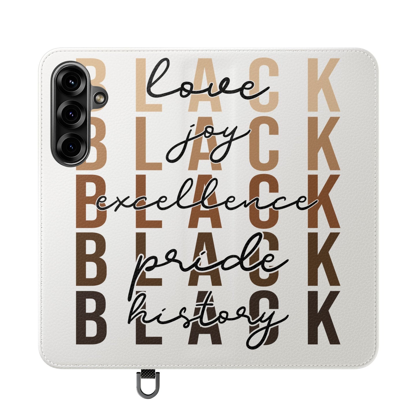 Flip Phone Case — "Black" Typography with Love, Joy, Pride & History