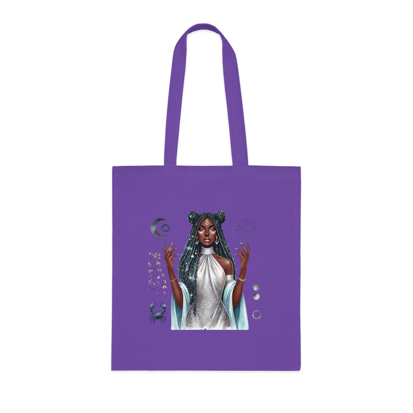 Mystic Goddess Tote Bag — Moon Phases & Celestial Witch Art Cotton Tote
