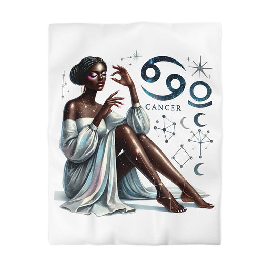 Cancer Zodiac Duvet Cover — Elegant Astrological Bedding with 'Cancer' Artwork