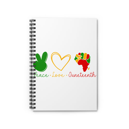 Peace Love Juneteenth Spiral Notebook - Ruled Lines