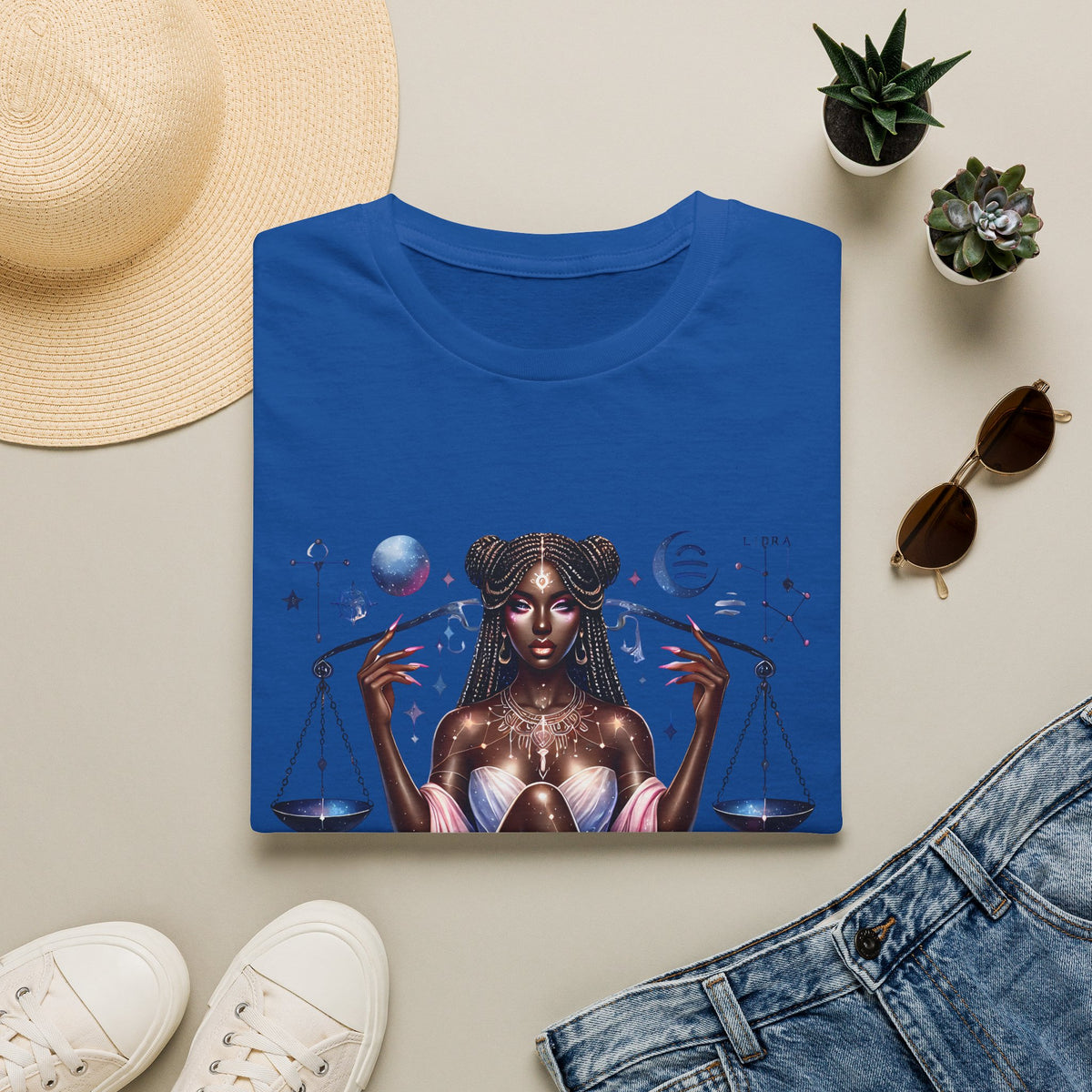 Libra Goddess T-Shirt — Celestial Scales Zodiac Art Tee