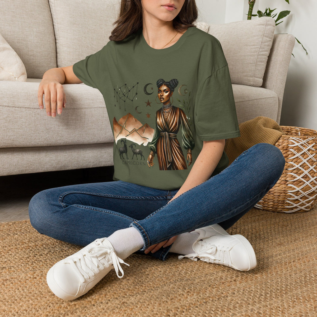 Astro Desert Woman T-Shirt — Celestial Boho Graphic Tee