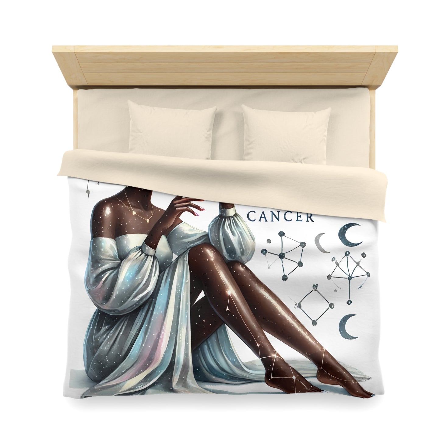 Cancer Zodiac Duvet Cover — Elegant Astrological Bedding with 'Cancer' Artwork