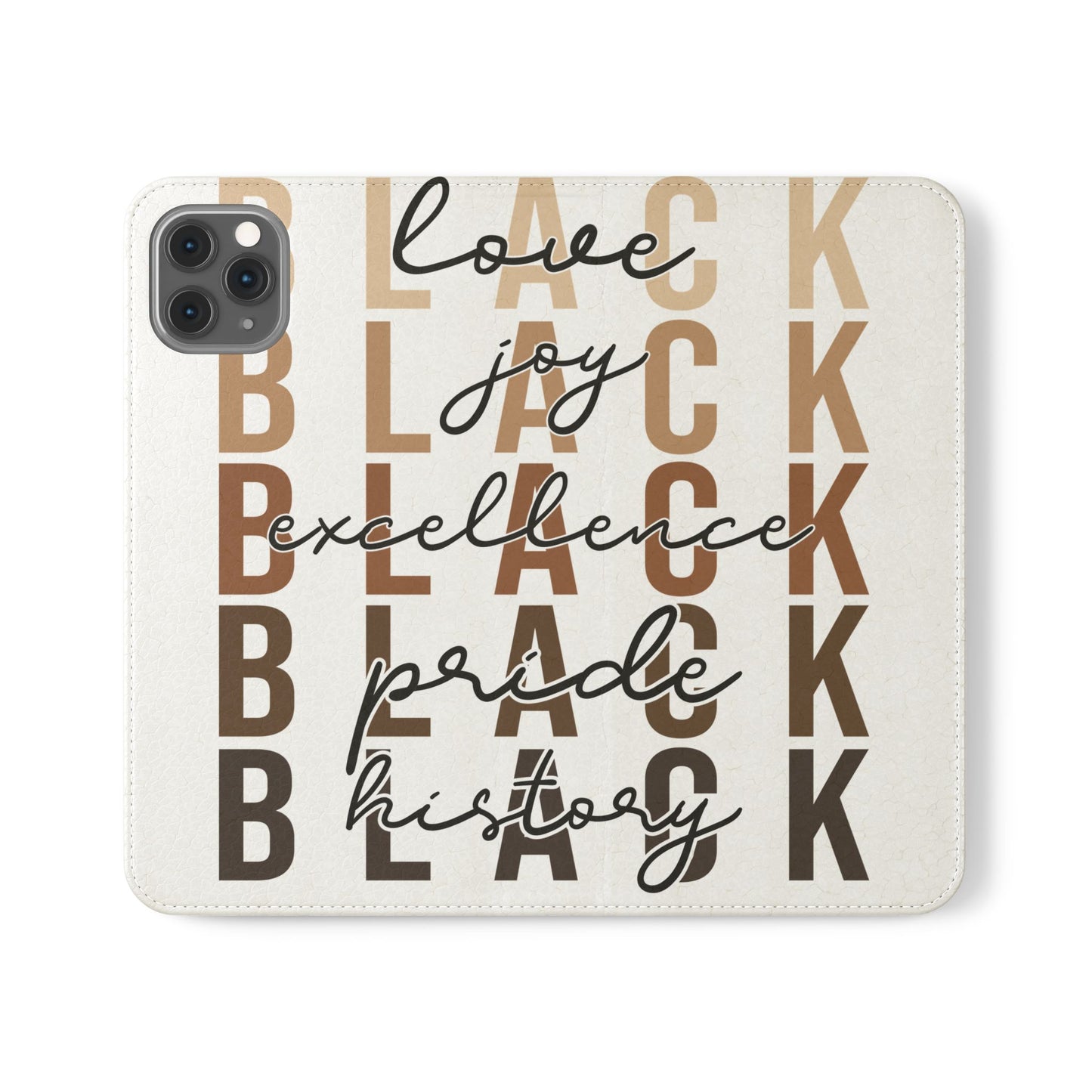 Flip Phone Case — "Black" Typography with Love, Joy, Pride & History