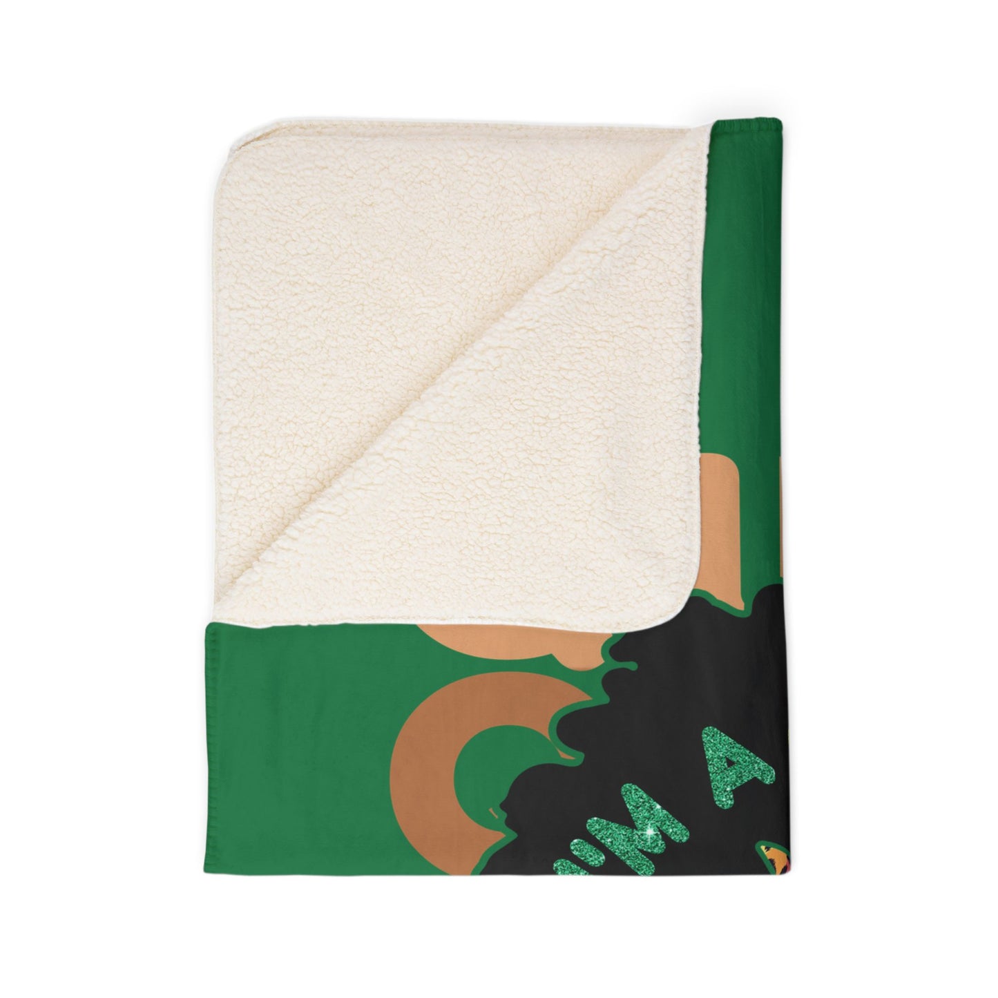 Juneteenth Queen Fleece Sherpa Blanket — "I'm A Juneteenth Queen" Afro Puff Design