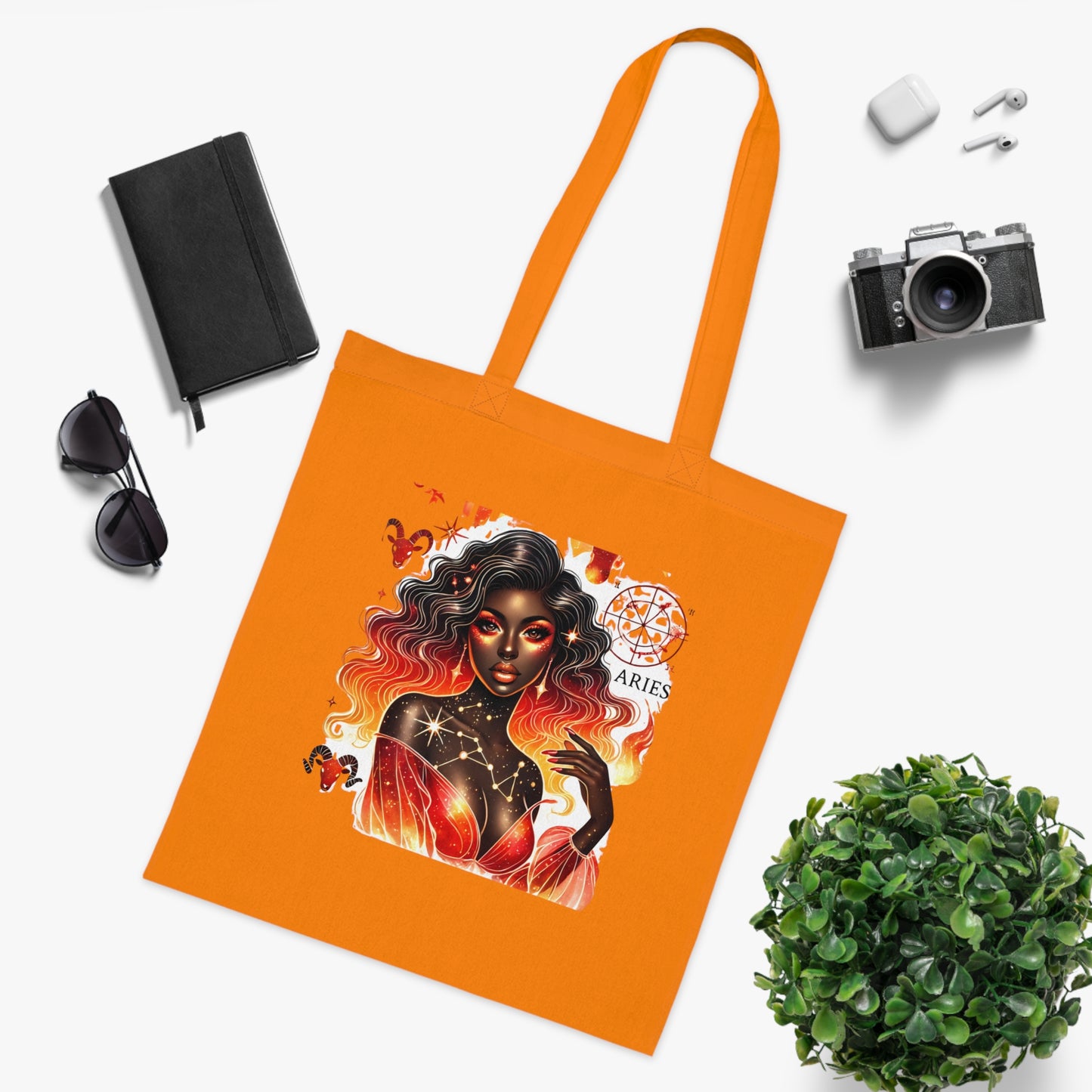 Aries Zodiac Tote Bag — Fiery Goddess Astrology Cotton Tote