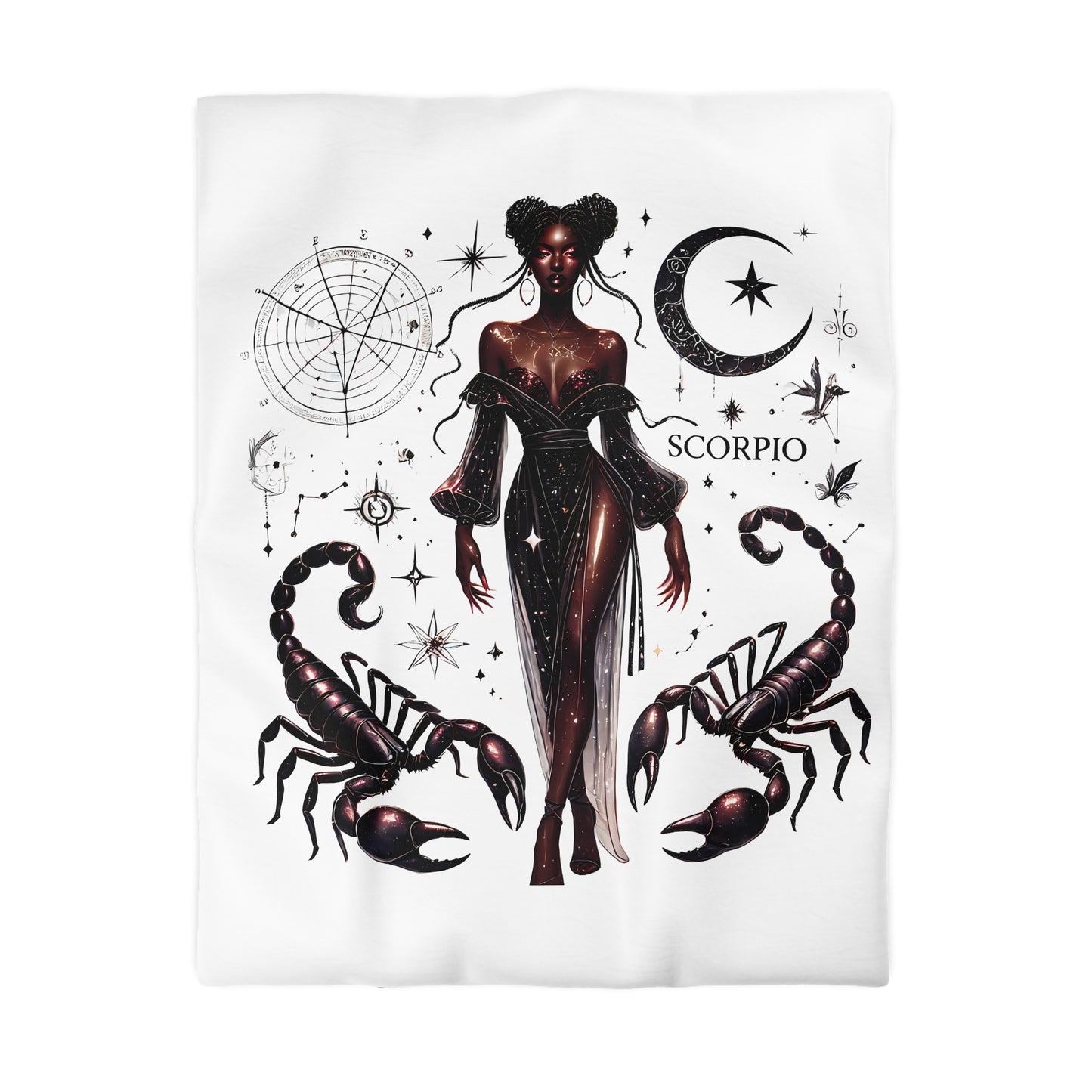 Scorpio Zodiac Duvet Cover — Celestial Scorpio Bedding with Scorpion Art