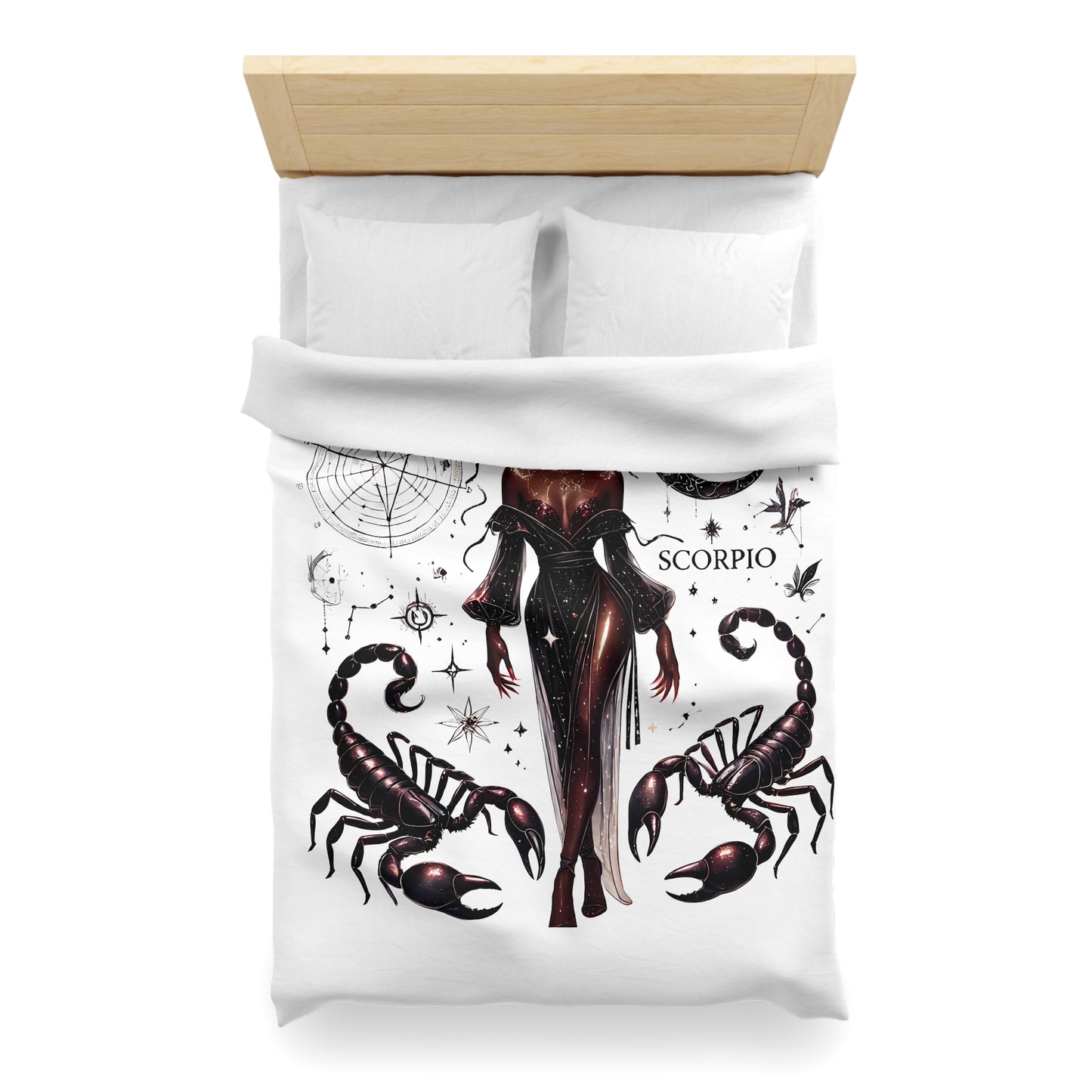 Scorpio Zodiac Duvet Cover — Celestial Scorpio Bedding with Scorpion Art
