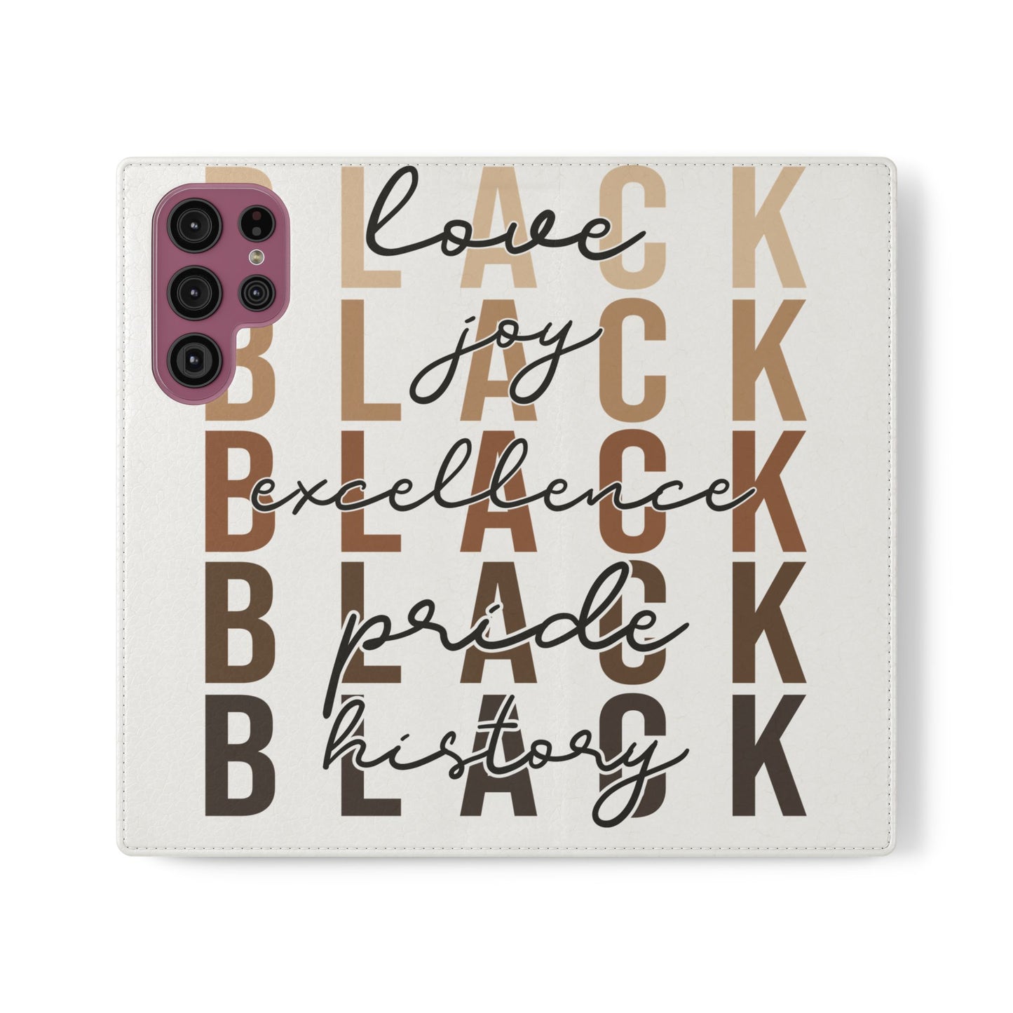 Flip Phone Case — "Black" Typography with Love, Joy, Pride & History