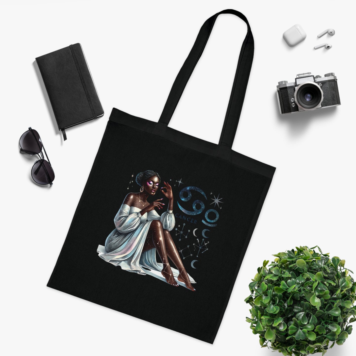 Cancer Zodiac Tote Bag — Elegant Zodiac Sign Artwork Cotton Tote