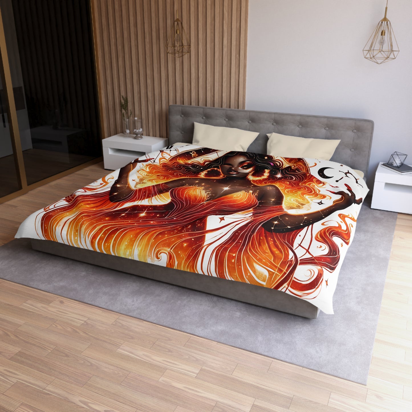 Aries Fire Goddess Duvet Cover — Zodiac Astrology Bedding