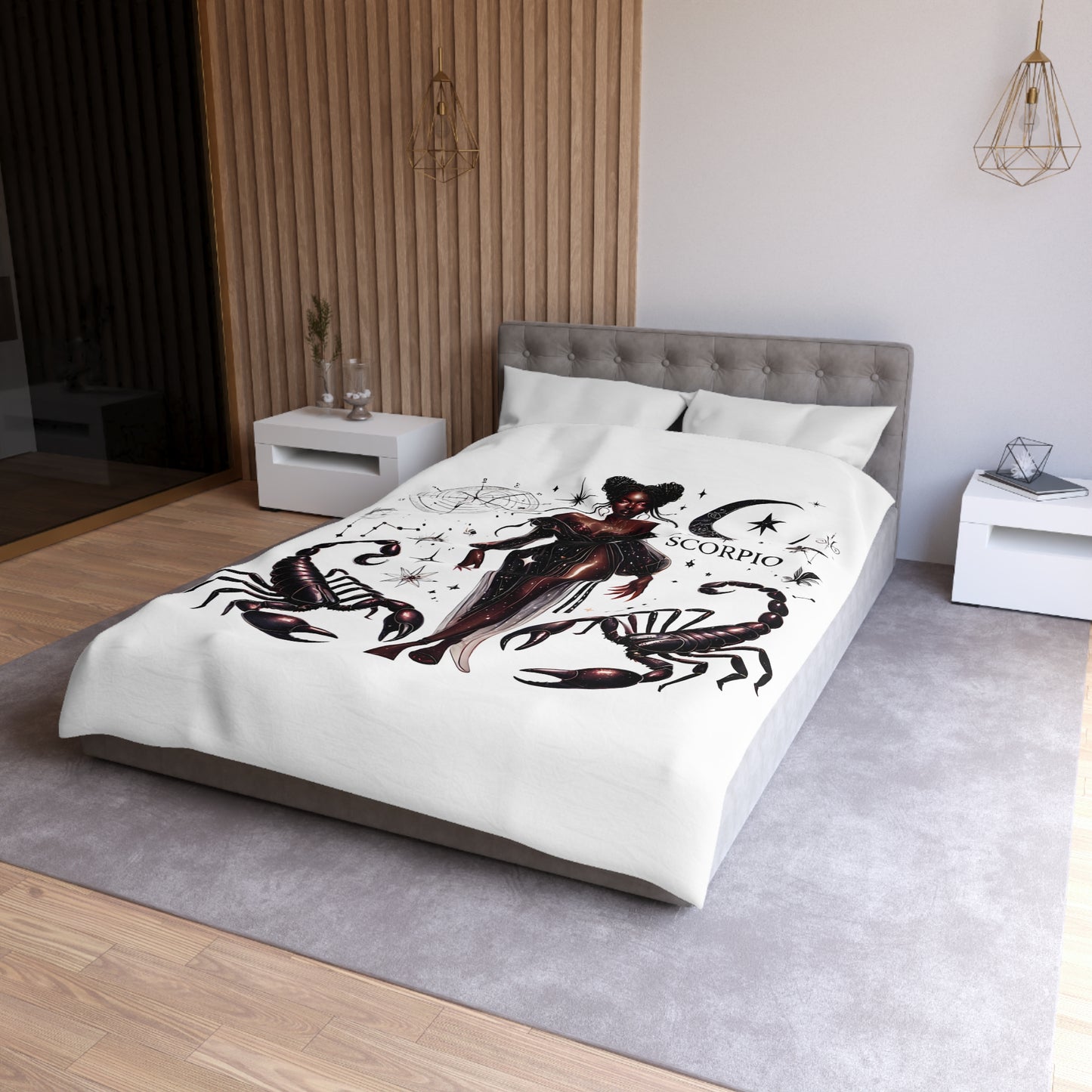 Scorpio Zodiac Duvet Cover — Celestial Scorpio Bedding with Scorpion Art