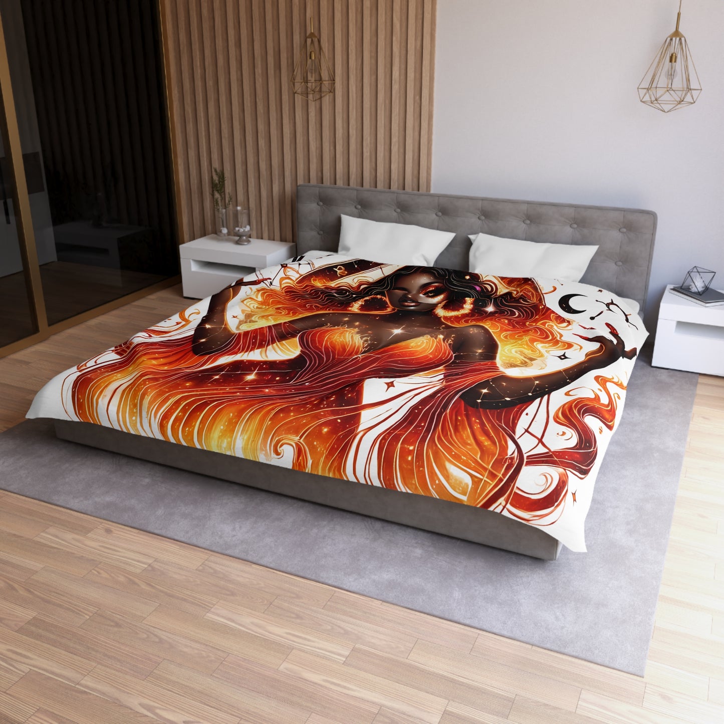 Aries Fire Goddess Duvet Cover — Zodiac Astrology Bedding