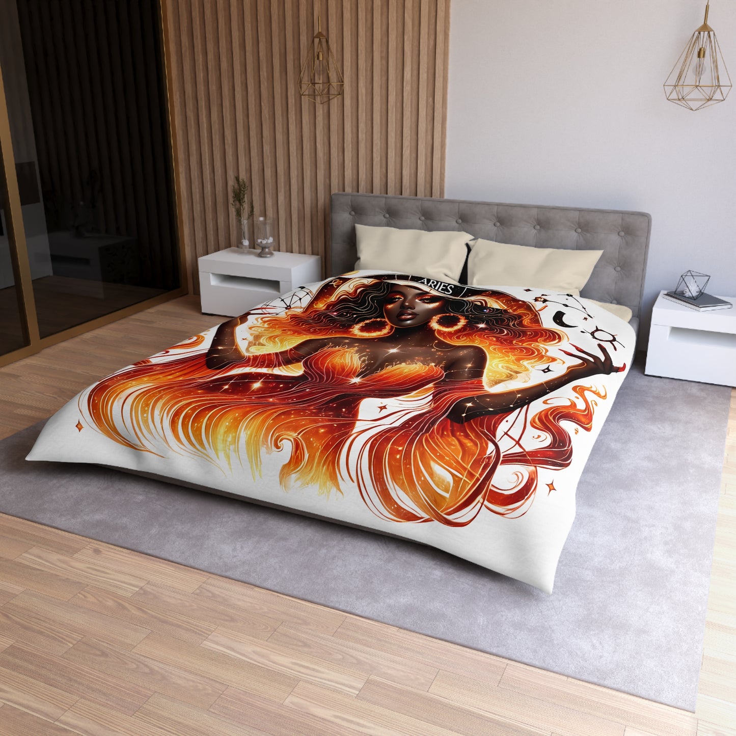 Aries Fire Goddess Duvet Cover — Zodiac Astrology Bedding