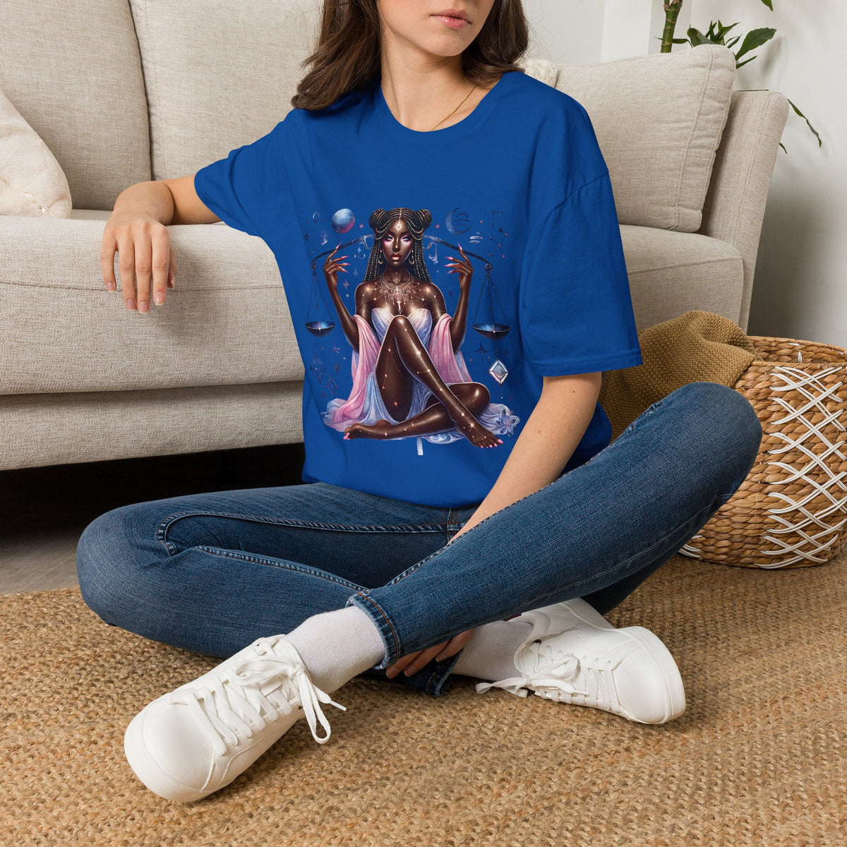 Libra Goddess T-Shirt — Celestial Scales Zodiac Art Tee