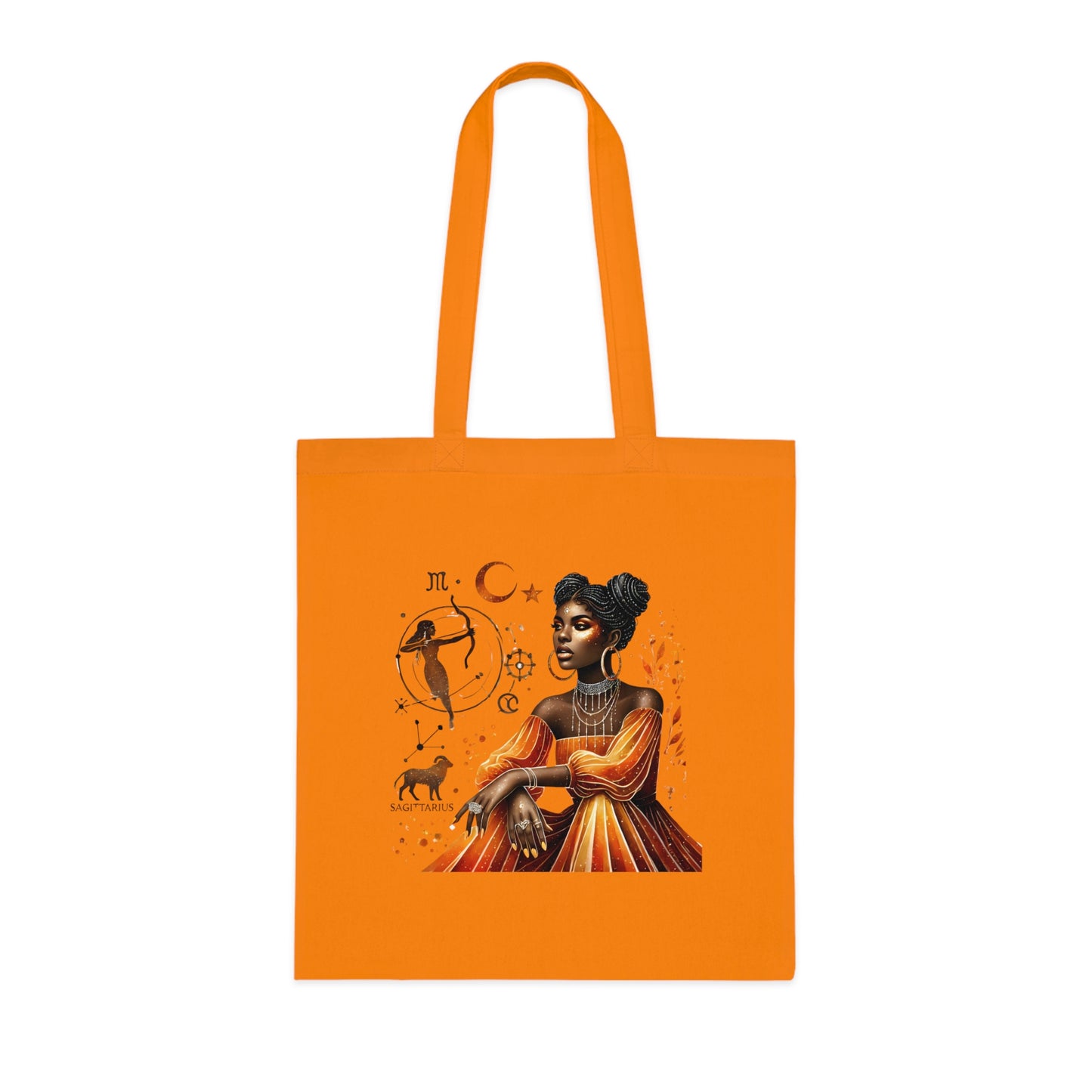 Sagittarius Zodiac Tote — Black Woman Archer Astrology Cotton Tote Bag
