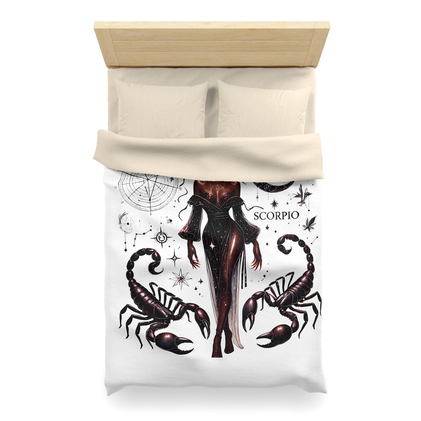Scorpio Zodiac Duvet Cover — Celestial Scorpio Bedding with Scorpion Art