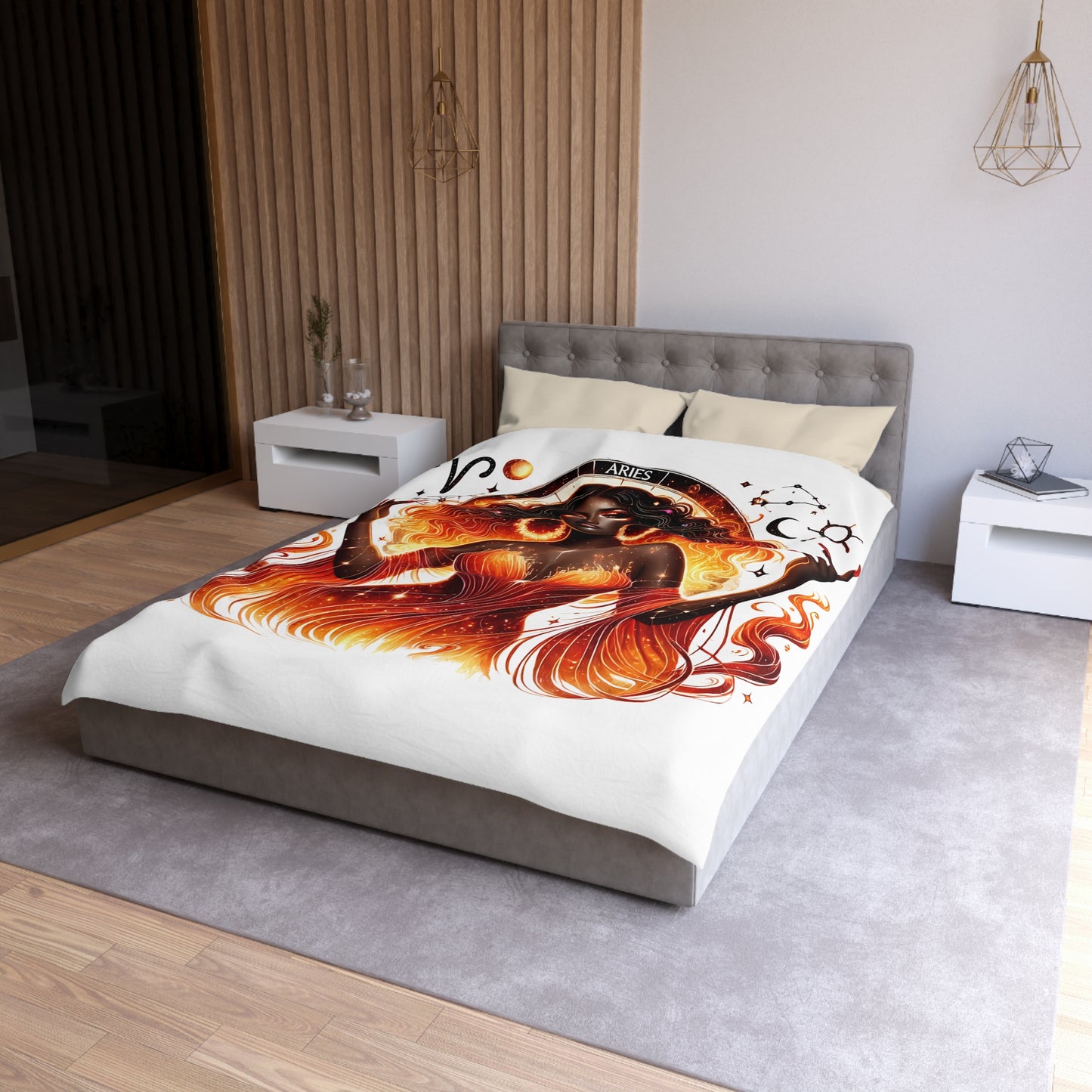 Aries Fire Goddess Duvet Cover — Zodiac Astrology Bedding