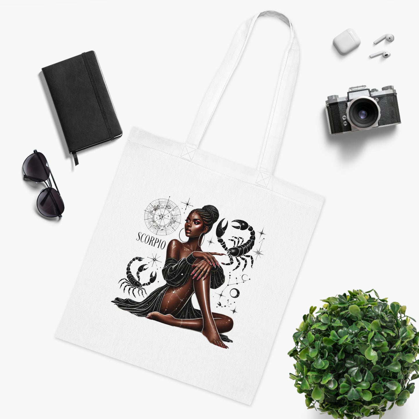 Scorpio Zodiac Tote Bag – Black Woman Astrology Cotton Shopper ("Scorpio")