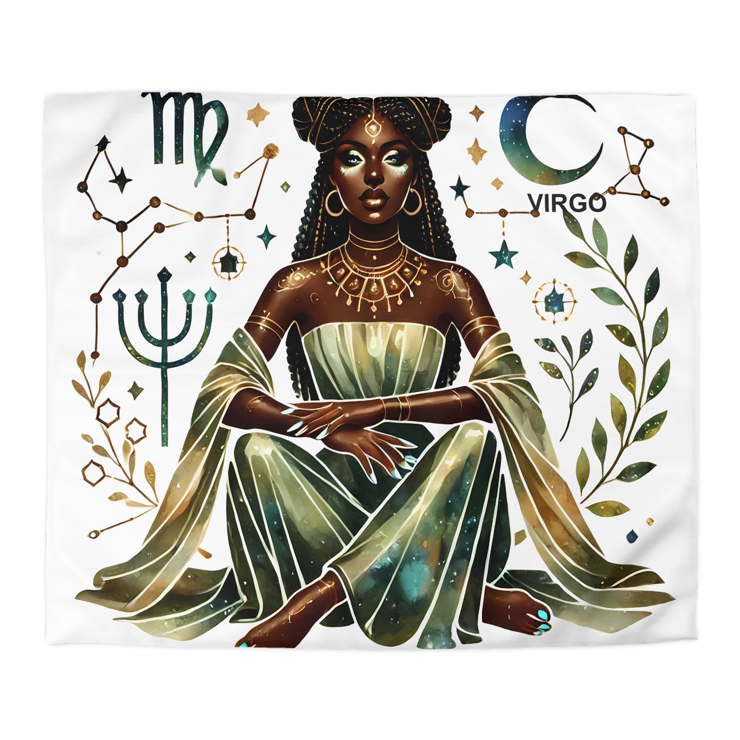 Virgo Goddess Duvet Cover — Zodiac Astrology Microfiber Bedding