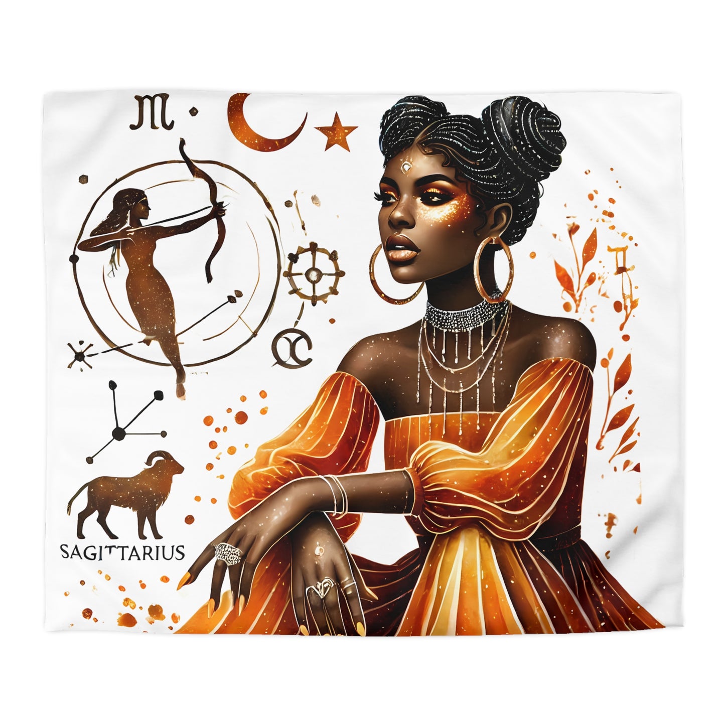 Sagittarius Zodiac Duvet Cover — African Goddess Astrology Bedding