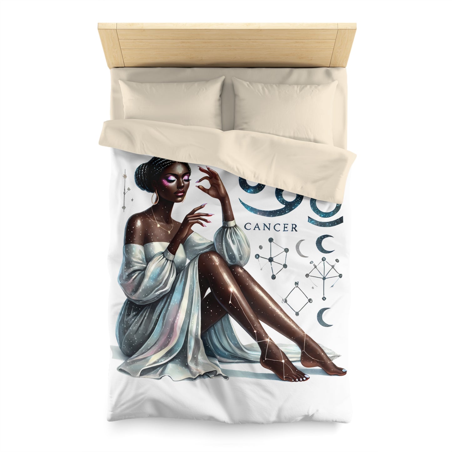 Cancer Zodiac Duvet Cover — Elegant Astrological Bedding with 'Cancer' Artwork