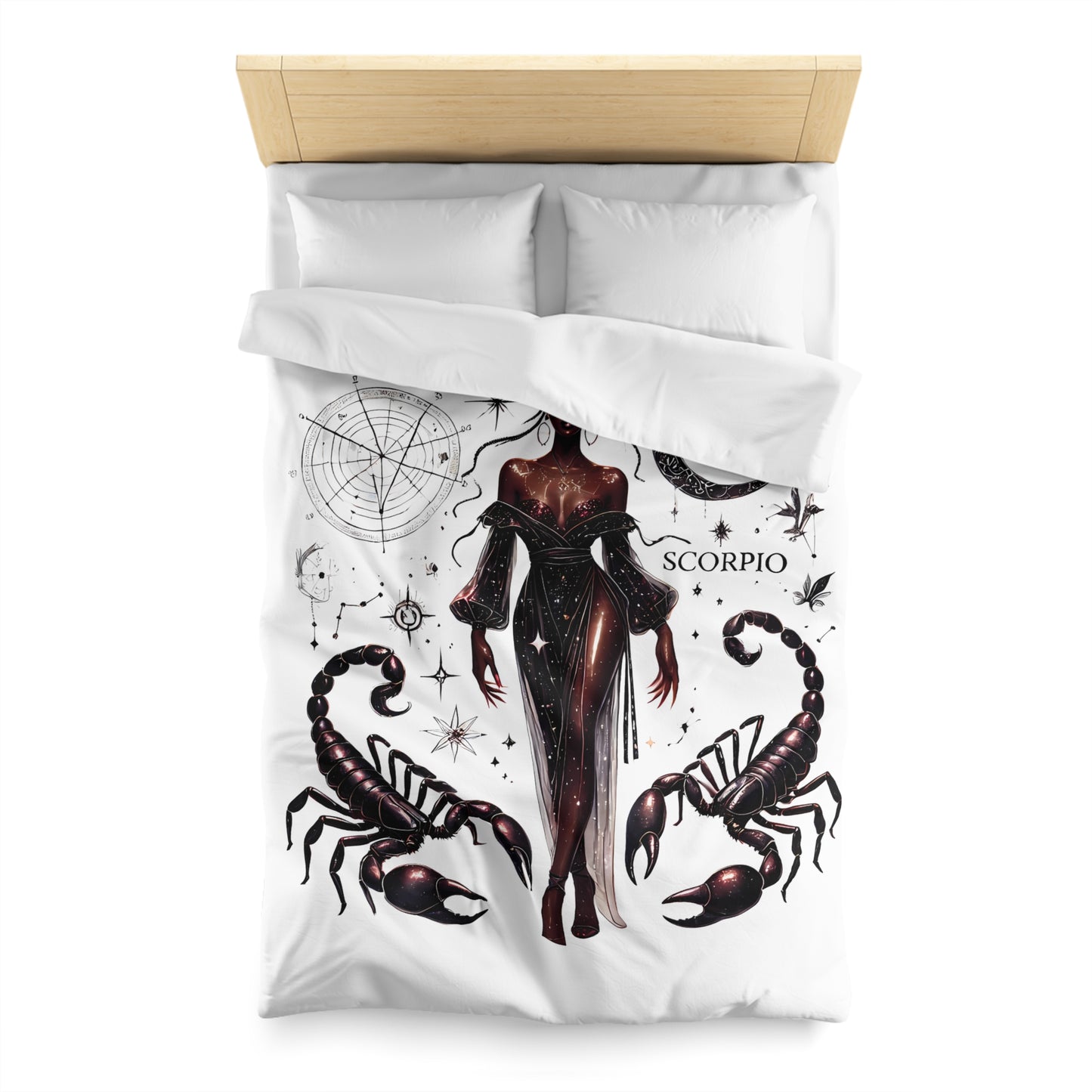 Scorpio Zodiac Duvet Cover — Celestial Scorpio Bedding with Scorpion Art