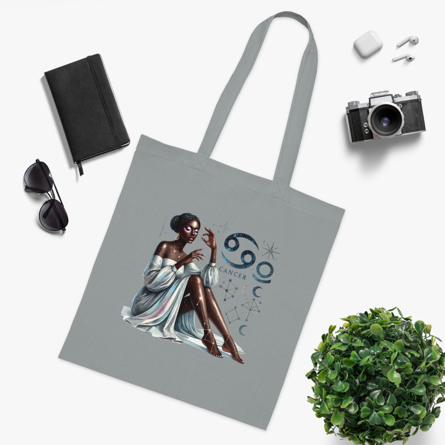 Cancer Zodiac Tote Bag — Elegant Zodiac Sign Artwork Cotton Tote