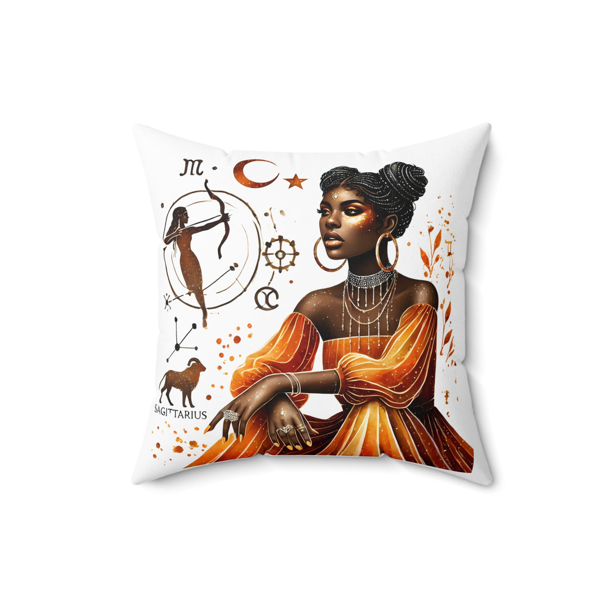 Zodiac Sagittarius Woman Decorative Pillow - Astrology Art Throw Pillow