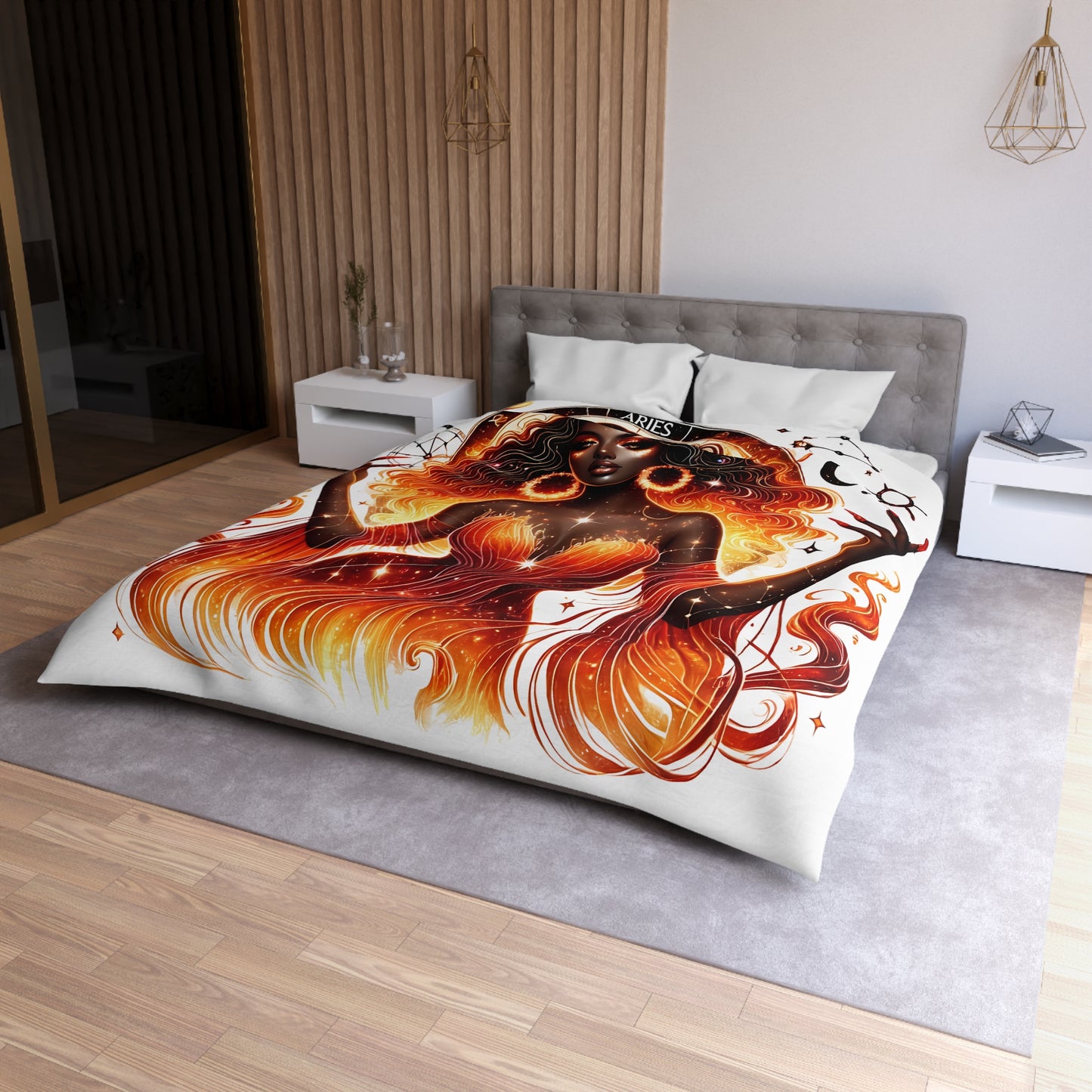 Aries Fire Goddess Duvet Cover — Zodiac Astrology Bedding