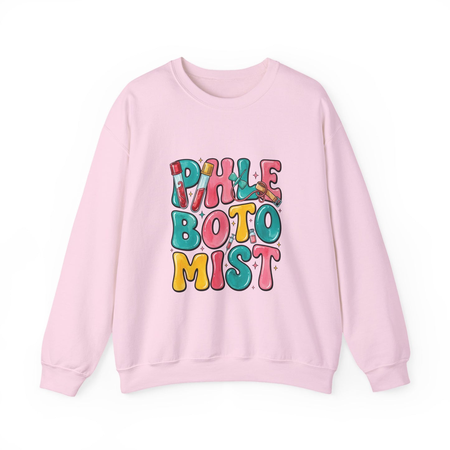 Crewneck Sweatshirt — Colorful Bubble Letter Graphic (“Pikle Boto Mist”)