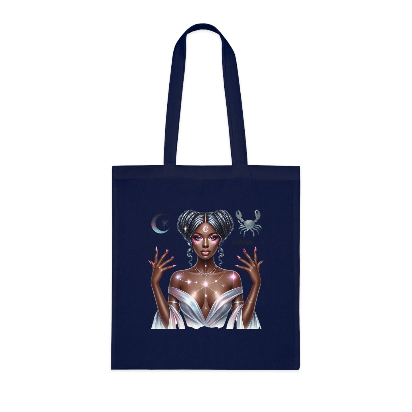 Cancer Zodiac Tote Bag — Mystic Moon Goddess Astrology Cotton Tote